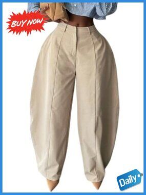 High Waisted Barrel Leg Harem Pants Pull On Casual Trousers